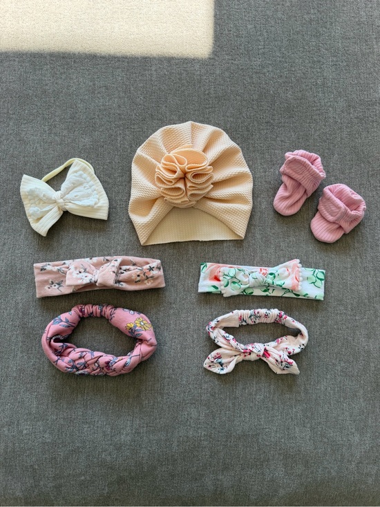 Other - Baby Girls Pink and Cream Headband & Bootie Set